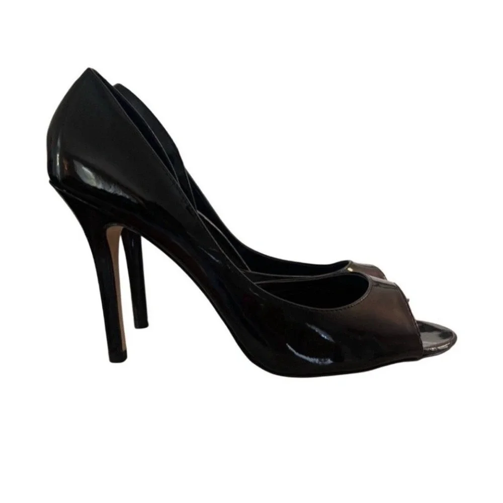 Women's Elle Shiny Black Patent Faux Leather Stiletto Size 10 - Picture 3 of 6
